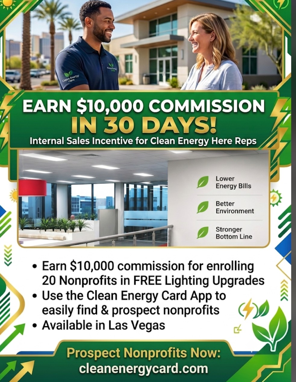 Earn $10,000 commission in 30 days internal sales incentive flyer